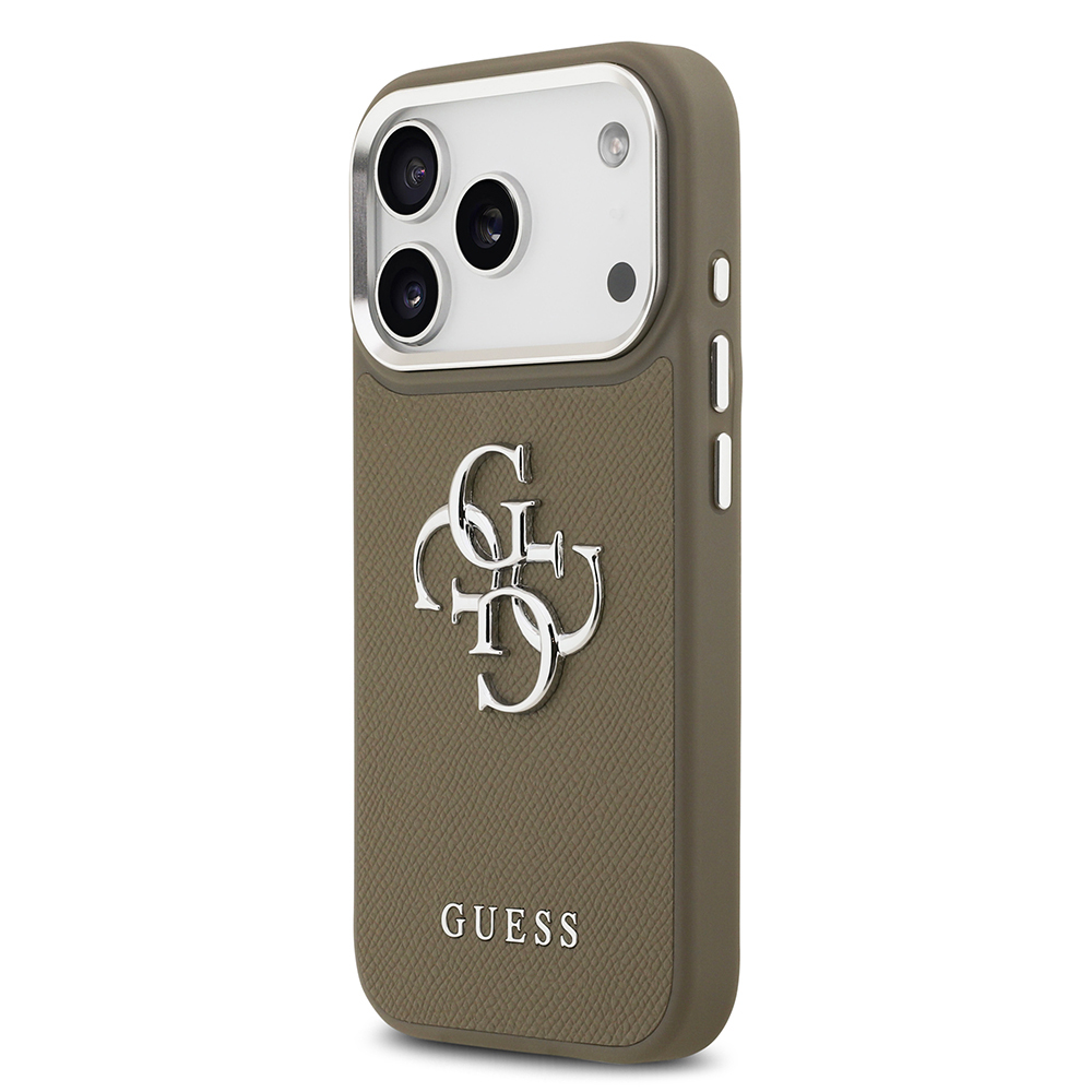 Apple iPhone 17 Pro Case Guess Original Licensed Grained 4G Metal Large Logo Cover - 3