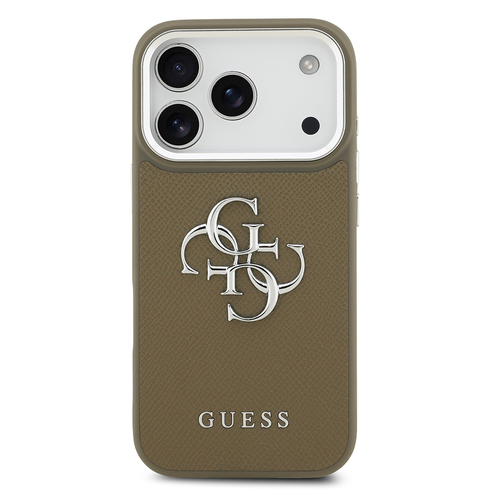 Apple iPhone 17 Pro Case Guess Original Licensed Grained 4G Metal Large Logo Cover - 4
