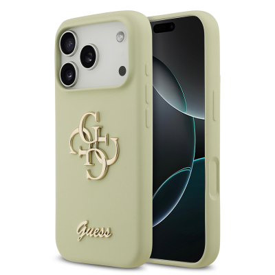 Apple iPhone 17 Pro Case Guess Original Licensed Grained Text Logo Cover Green