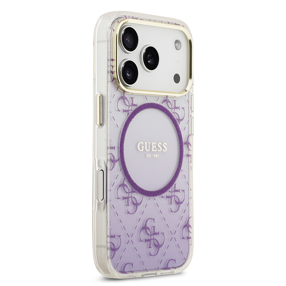 Apple iPhone 17 Pro Case Guess Original Licensed M-safe Charging Feature 4G Patterned Glitter Silicone Cover - 13