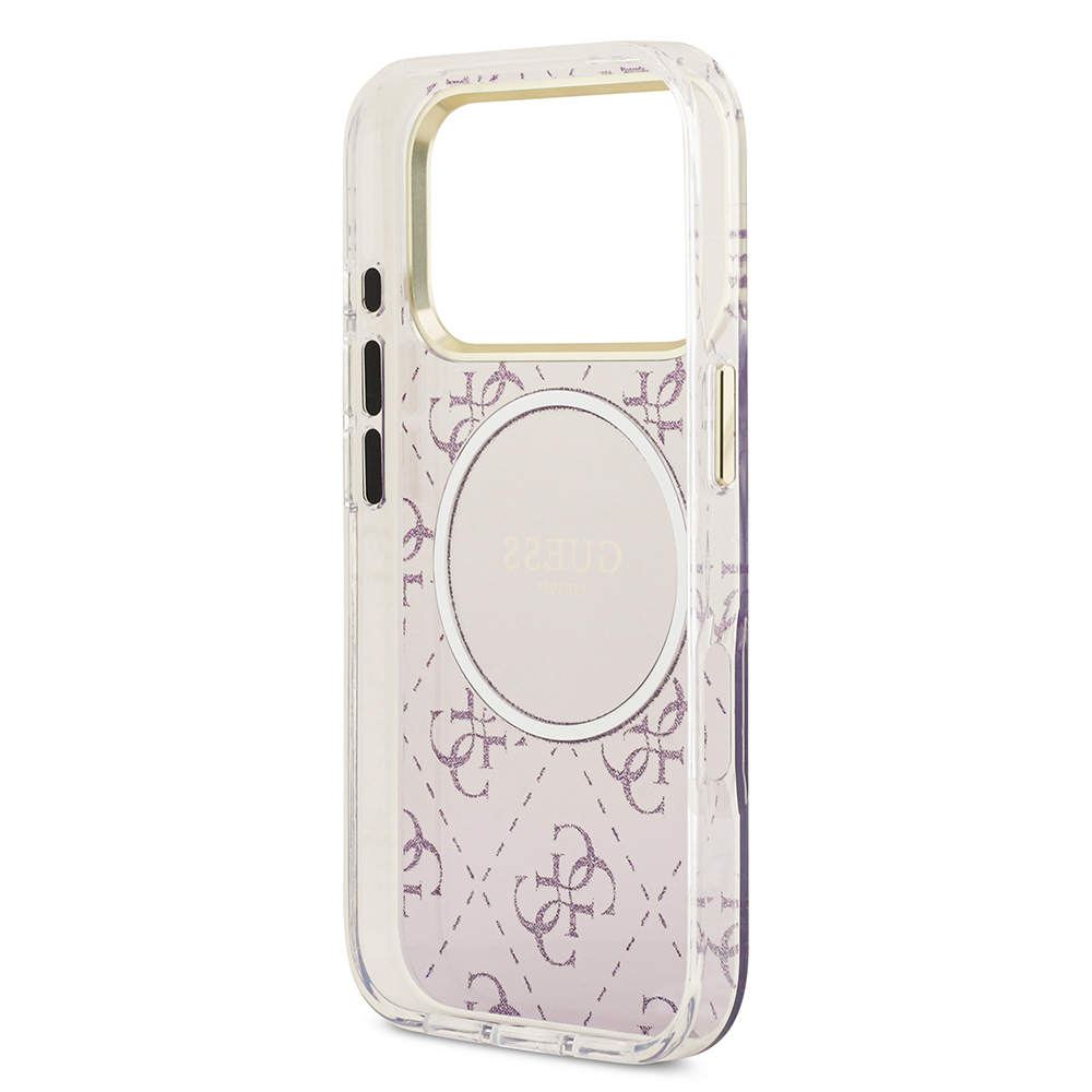 Apple iPhone 17 Pro Case Guess Original Licensed M-safe Charging Feature 4G Patterned Glitter Silicone Cover - 16