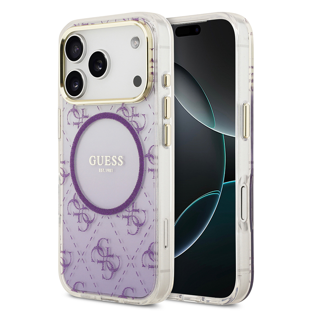 Apple iPhone 17 Pro Case Guess Original Licensed M-safe Charging Feature 4G Patterned Glitter Silicone Cover - 3