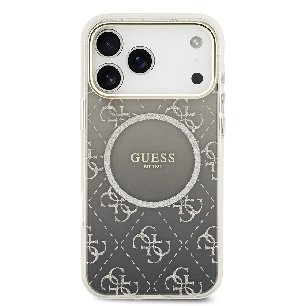 Apple iPhone 17 Pro Case Guess Original Licensed M-safe Charging Feature 4G Patterned Glitter Silicone Cover - 18