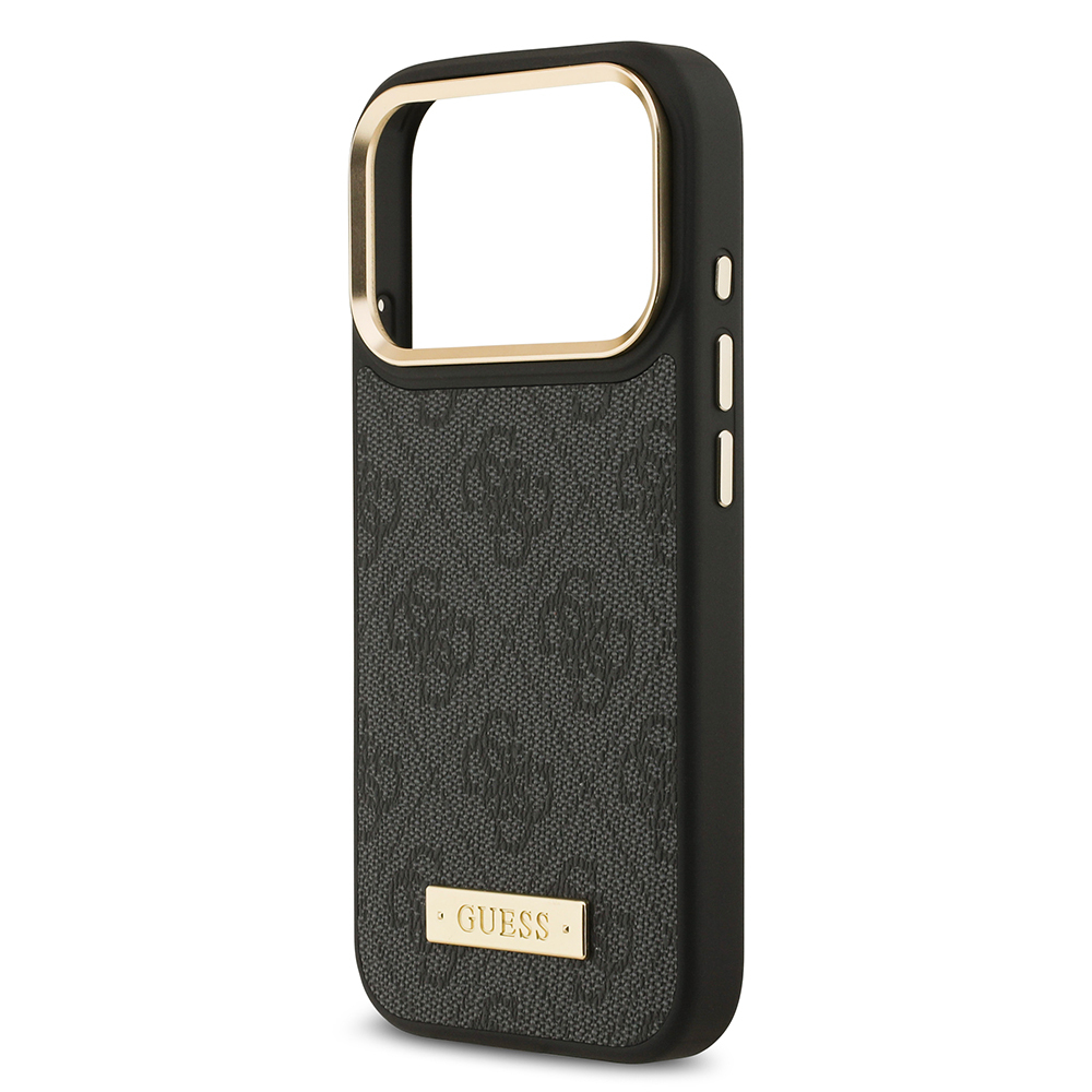 Apple iPhone 17 Pro Case Guess Original Licensed M-safe Charging Feature 4G Patterned PU Metal Plate Classic Logo Cover - 9