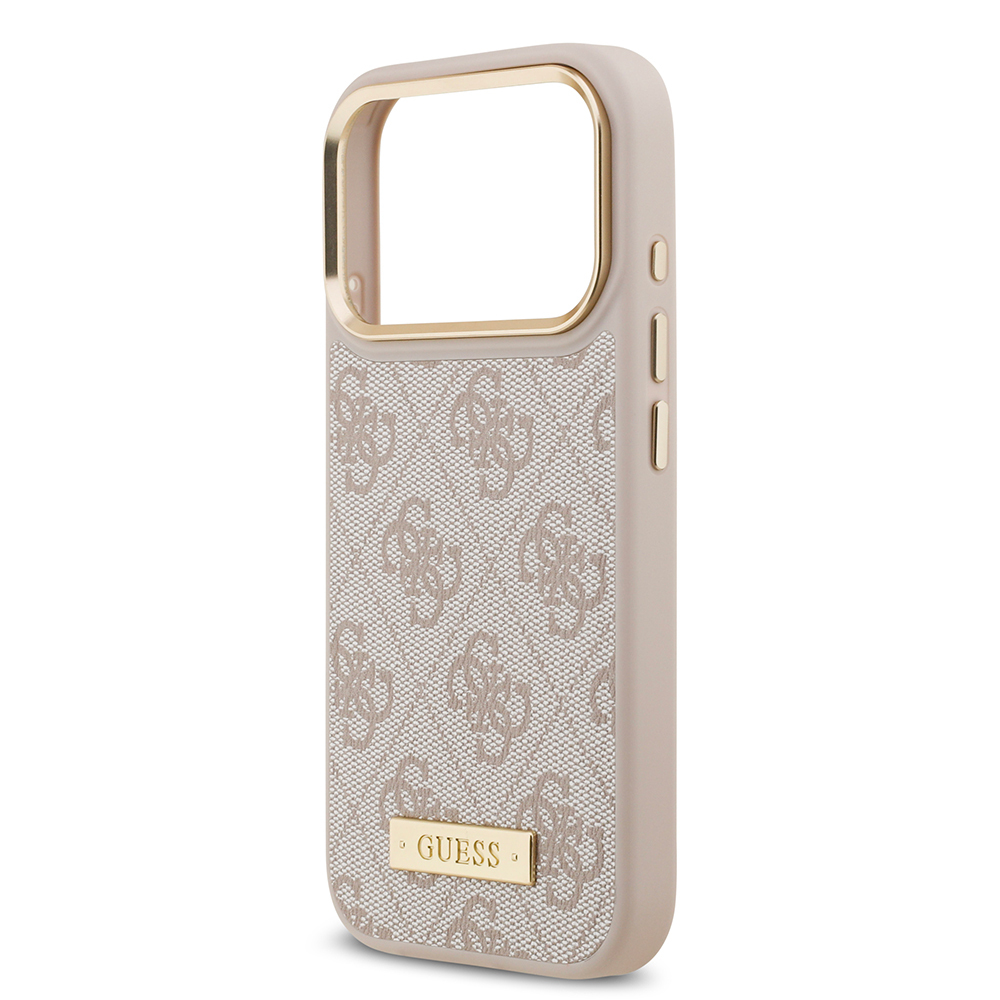 Apple iPhone 17 Pro Case Guess Original Licensed M-safe Charging Feature 4G Patterned PU Metal Plate Classic Logo Cover - 21