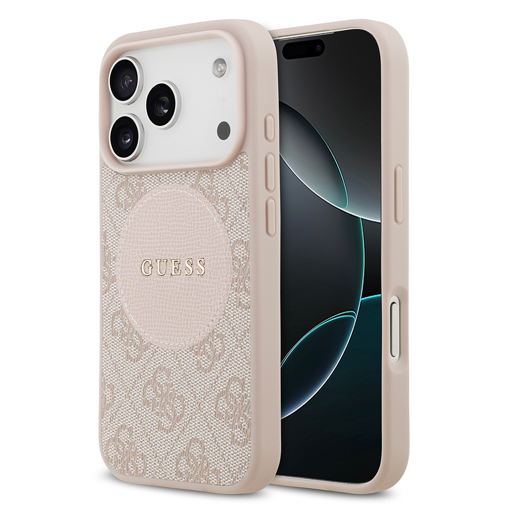 Apple iPhone 17 Pro Case Guess Original Licensed M-safe Charging Feature Circle Classic Cover with Text Logo - 2