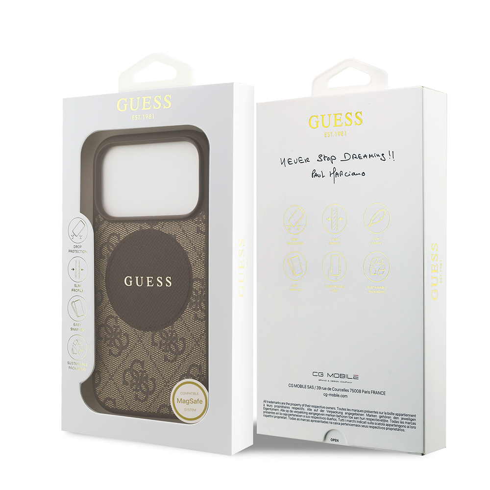 Apple iPhone 17 Pro Case Guess Original Licensed M-safe Charging Feature Circle Classic Cover with Text Logo - 24