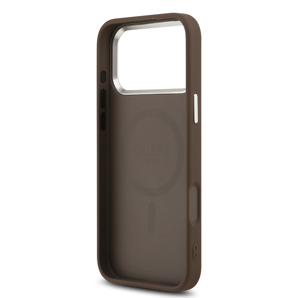 Apple iPhone 17 Pro Case Guess Original Licensed M-safe Charging Feature Classic Script Logo PU Leather Cover - 15