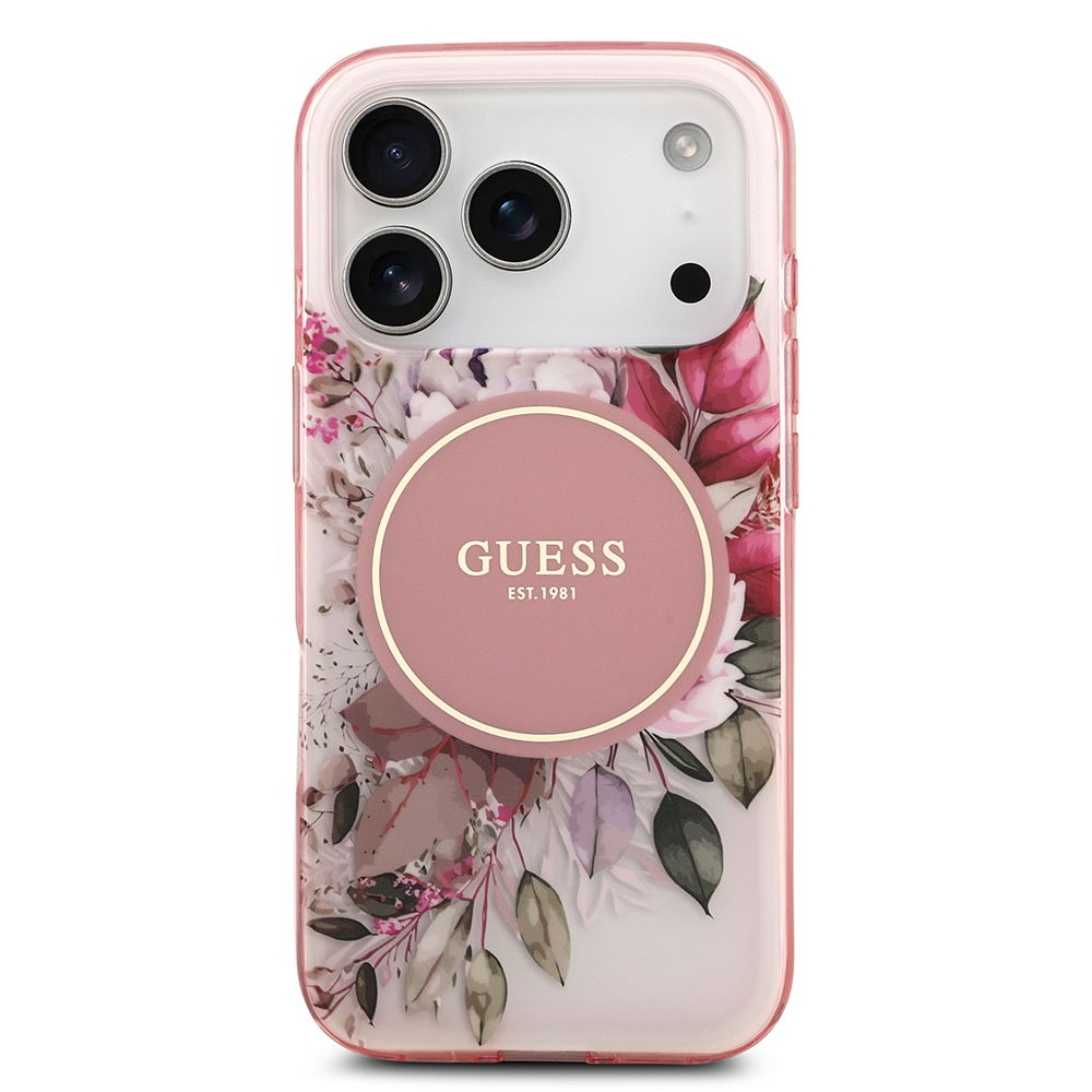 Apple iPhone 17 Pro Case Guess Original Licensed M-safe Charging Feature Flower Tonal Circle Cover - 6