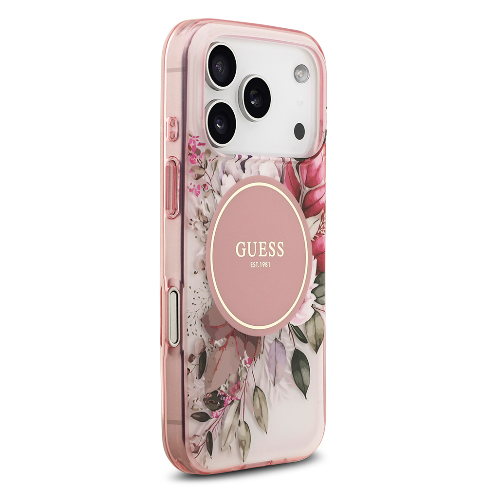 Apple iPhone 17 Pro Case Guess Original Licensed M-safe Charging Feature Flower Tonal Circle Cover - 7