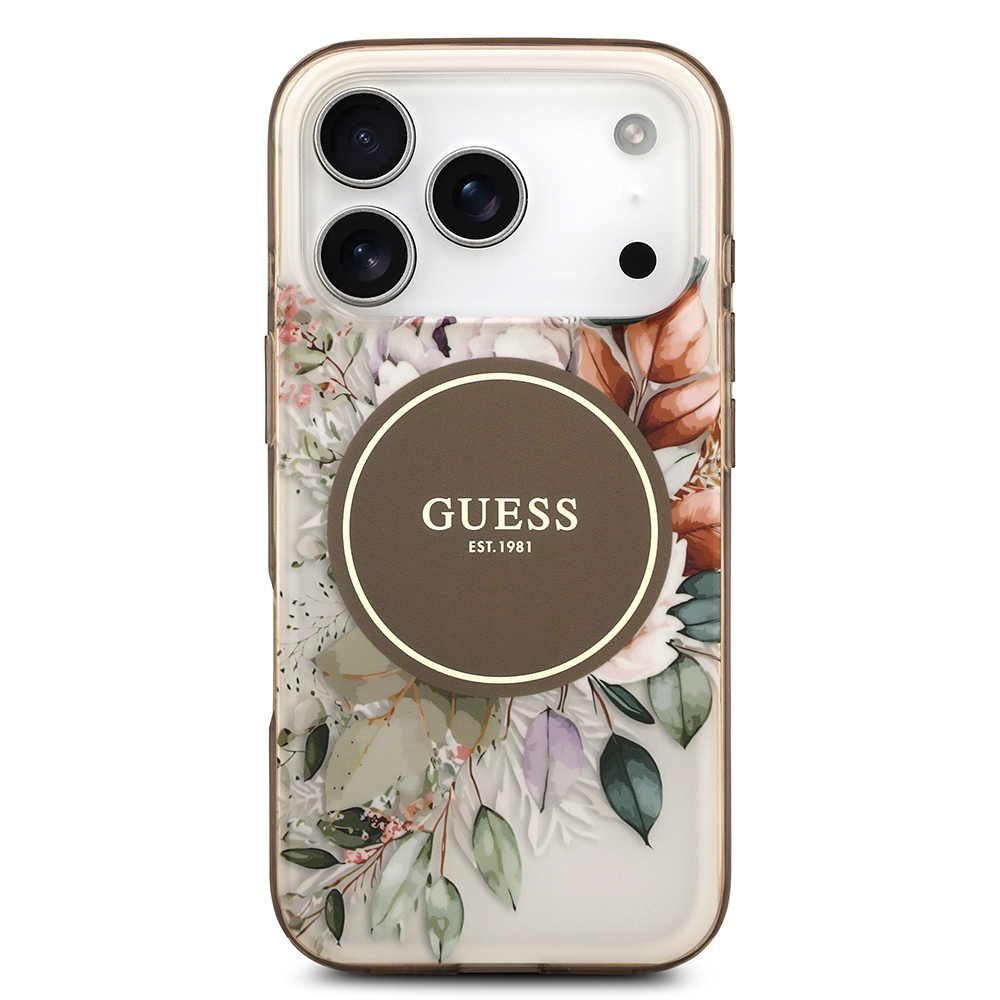 Apple iPhone 17 Pro Case Guess Original Licensed M-safe Charging Feature Flower Tonal Circle Cover - 13