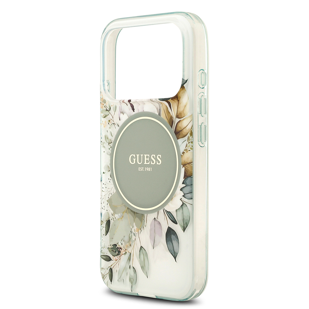 Apple iPhone 17 Pro Case Guess Original Licensed M-safe Charging Feature Flower Tonal Circle Cover - 23