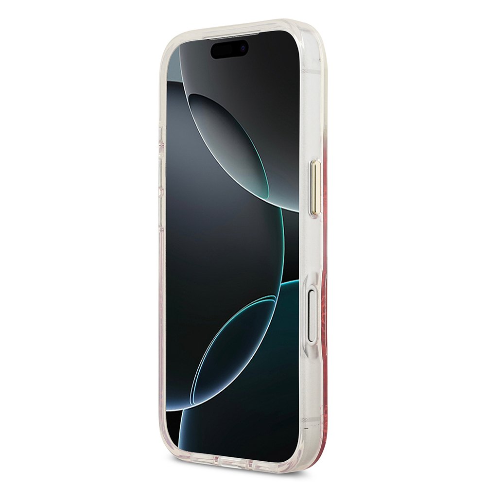 Apple iPhone 17 Pro Case Guess Original Licensed M-safe Charging Feature Glittery Peony Patterned Silicone Cover - 13