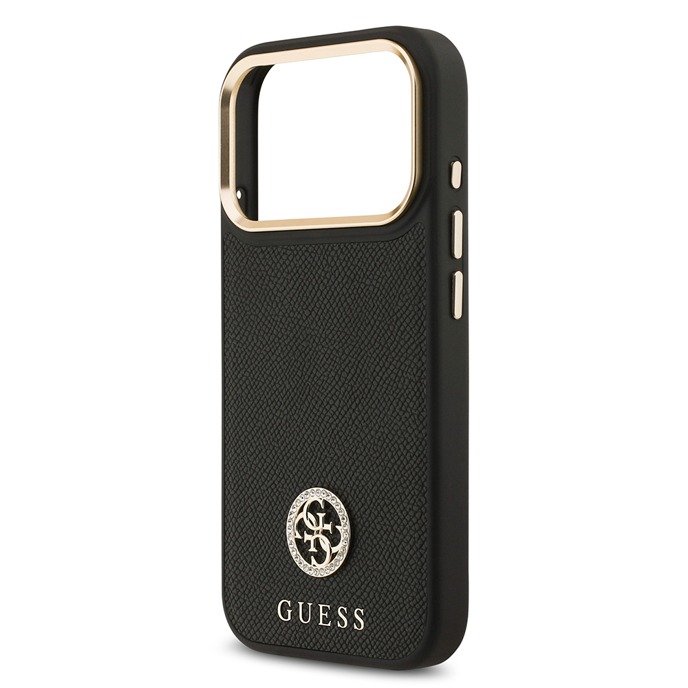Apple iPhone 17 Pro Case Guess Original Licensed M-Safe Charging Feature Grained Text and Stone 4G Logo Cover - 15