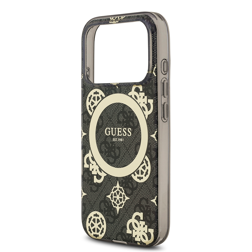 Apple iPhone 17 Pro Case Guess Original Licensed M-Safe Charging Feature IML Peony and 4G Patterned Classic Logo Cover - 9