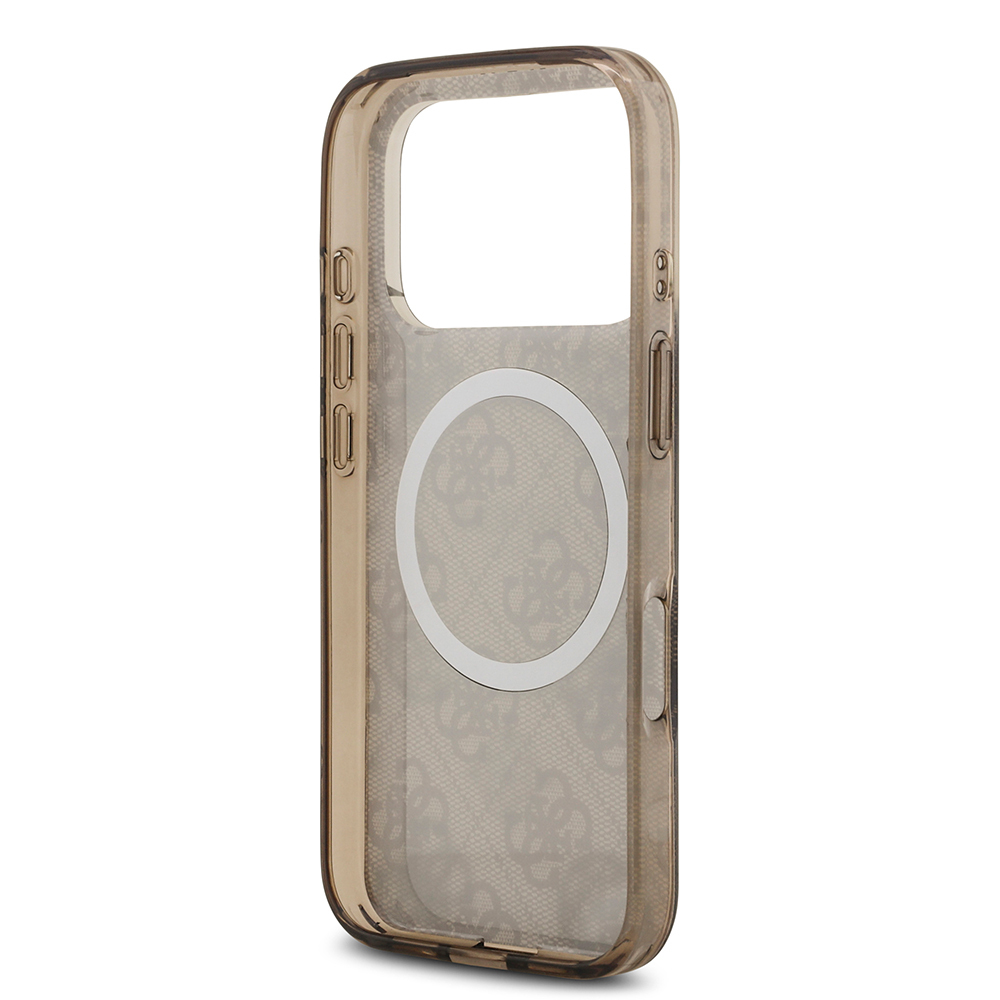 Apple iPhone 17 Pro Case Guess Original Licensed M-Safe Charging Feature IML Peony and 4G Patterned Classic Logo Cover - 16