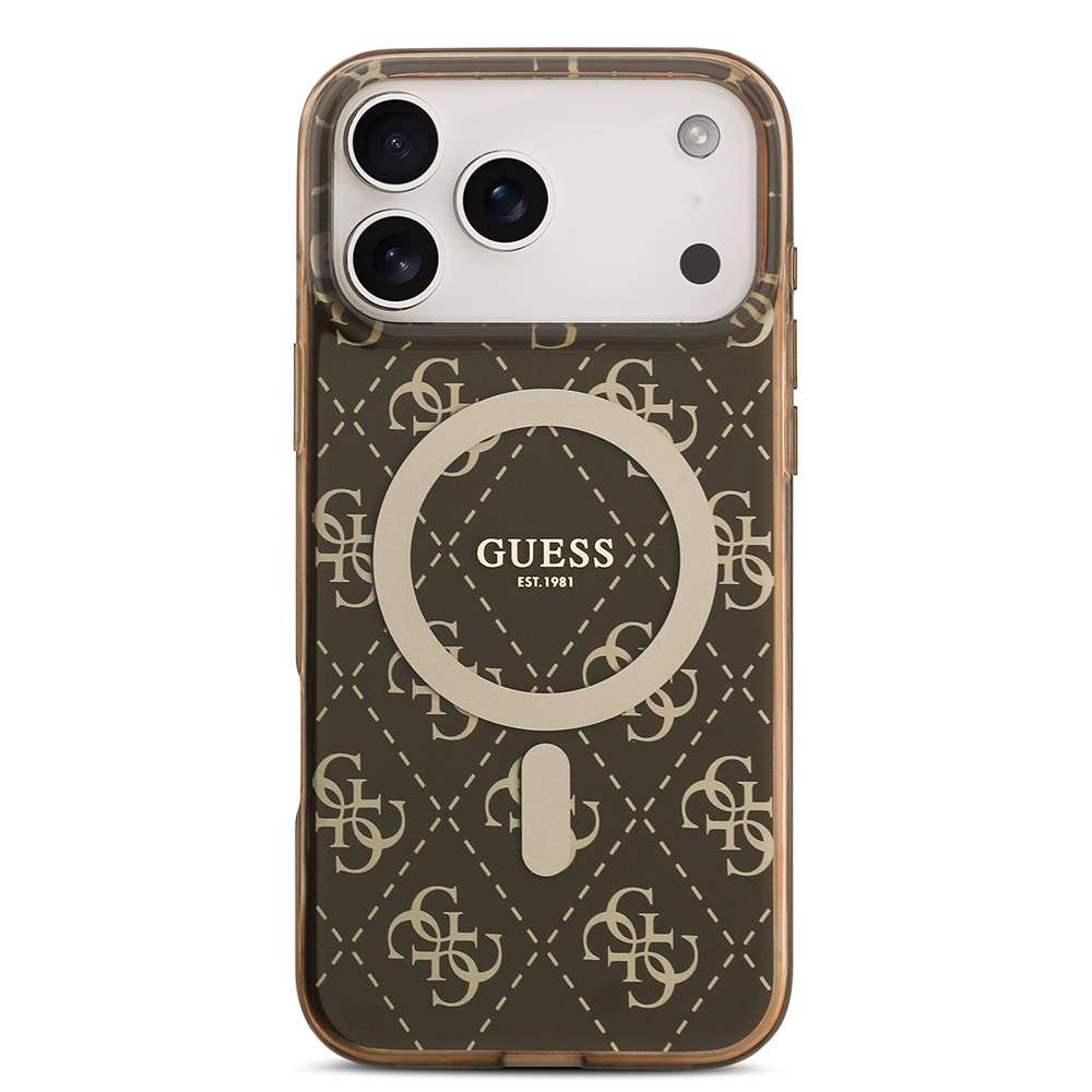 Apple iPhone 17 Pro Case Guess Original Licensed M-Safe Charging Feature IML Printed Classic Logo 4G Patterned Cover - 11