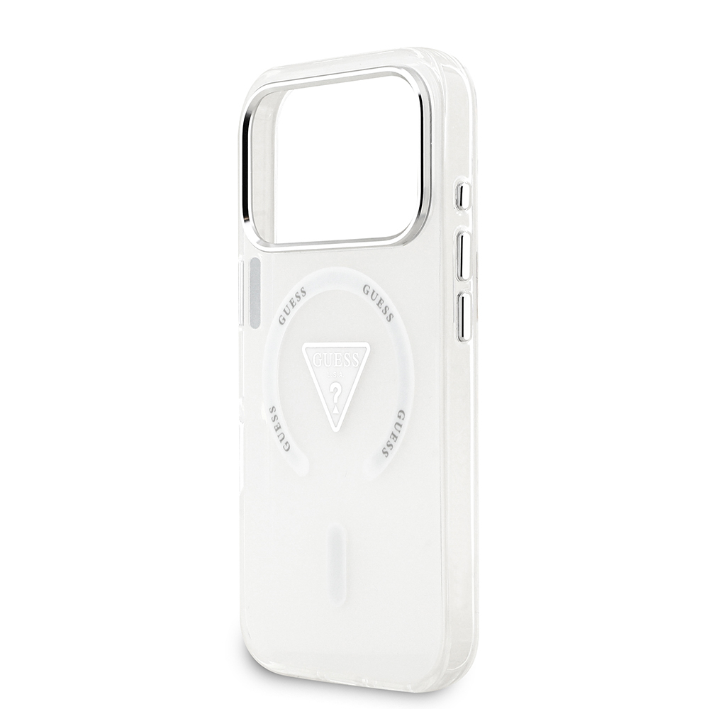 Apple iPhone 17 Pro Case Guess Original Licensed M-Safe Charging Feature IML Printed Triangle Logo Metal Camera Frame Cover - 14