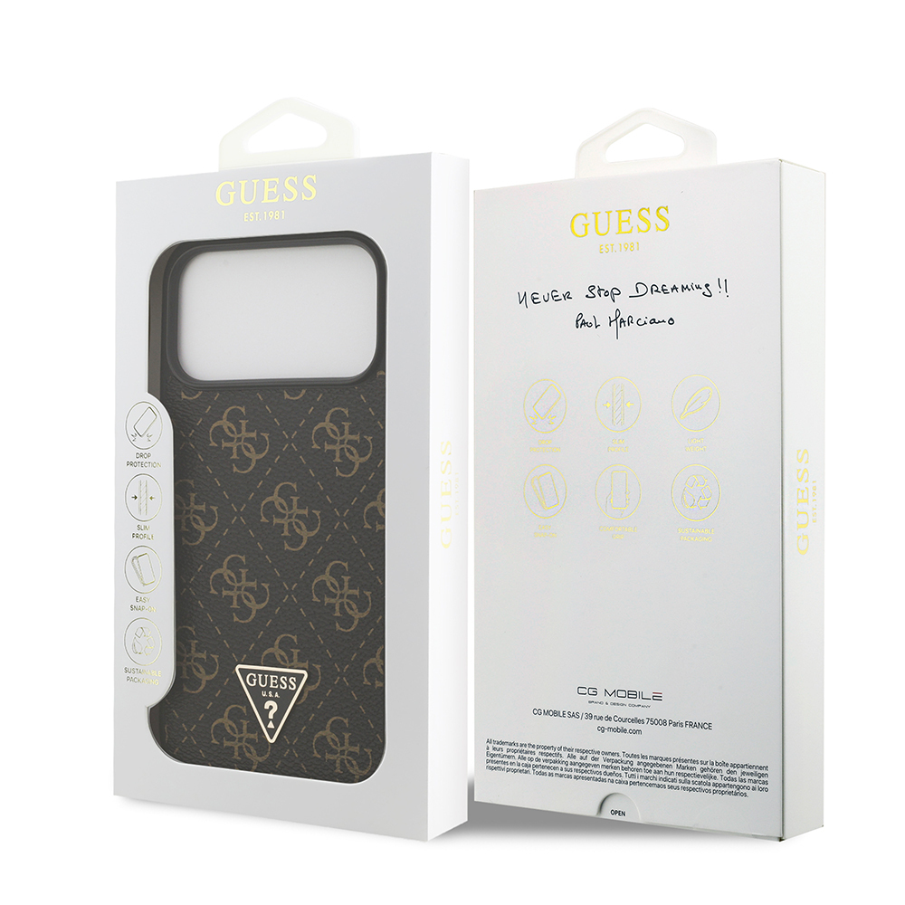 Apple iPhone 17 Pro Case Guess Original Licensed PU Leather 4G Patterned Triangle Logo Cover - 9