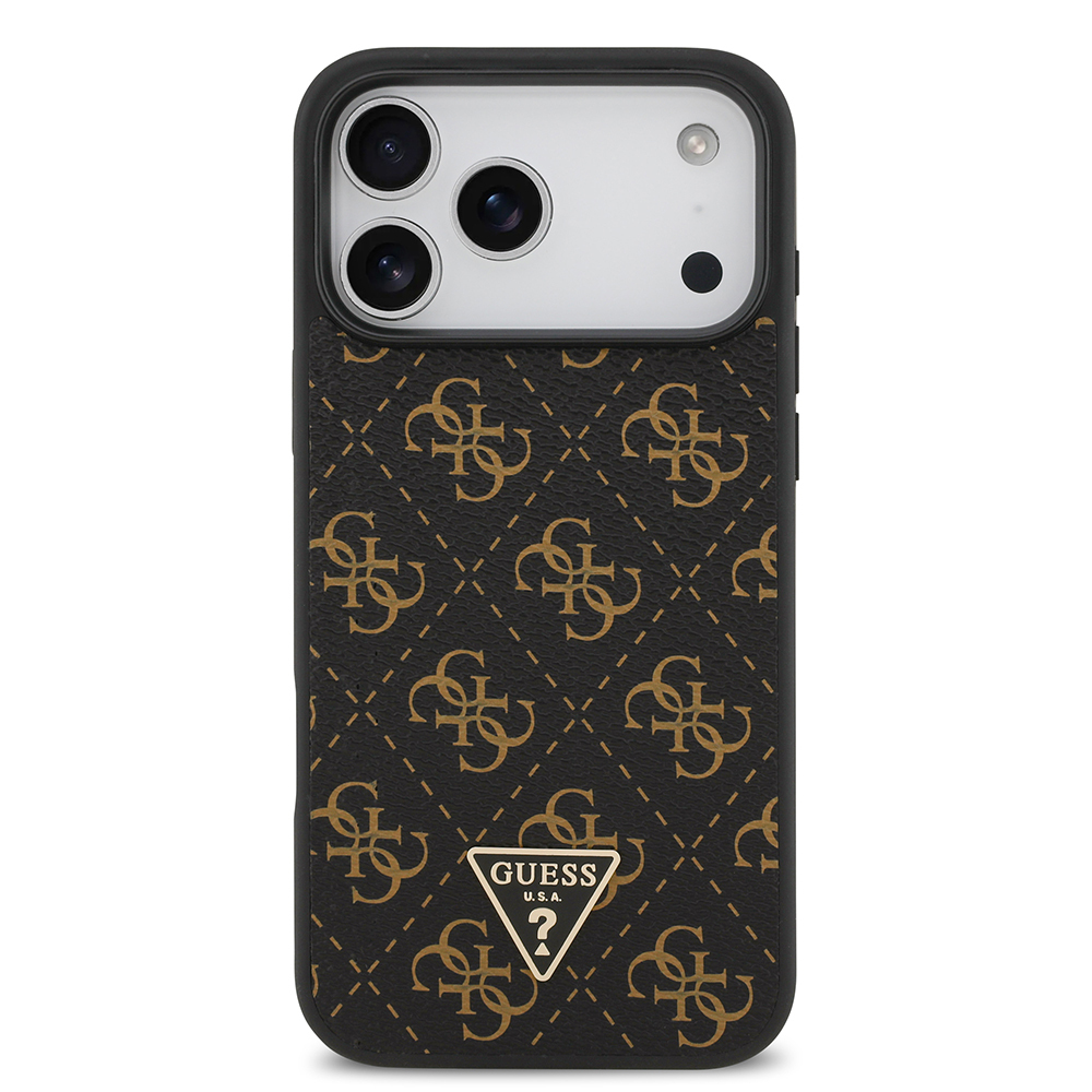 Apple iPhone 17 Pro Case Guess Original Licensed PU Leather 4G Patterned Triangle Logo Cover - 7