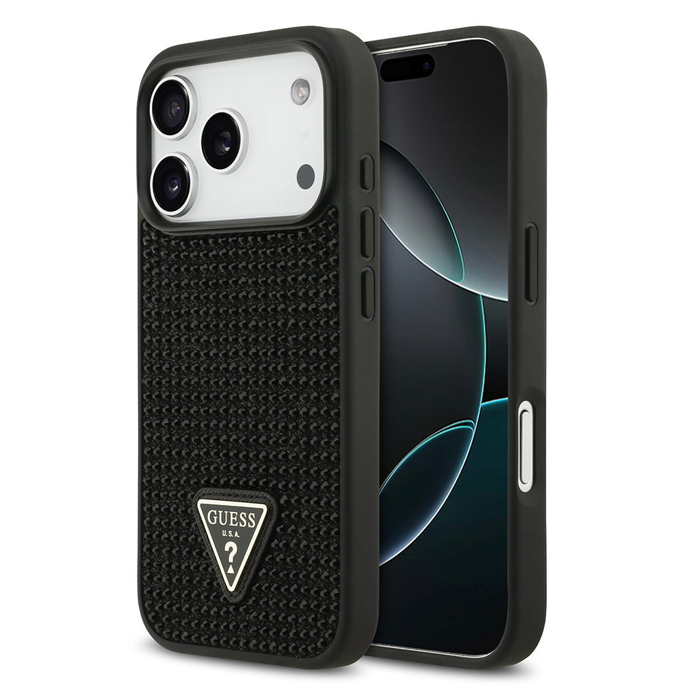 Apple iPhone 17 Pro Case Guess Original Licensed Stone Back Triangle Logo Cover - 4