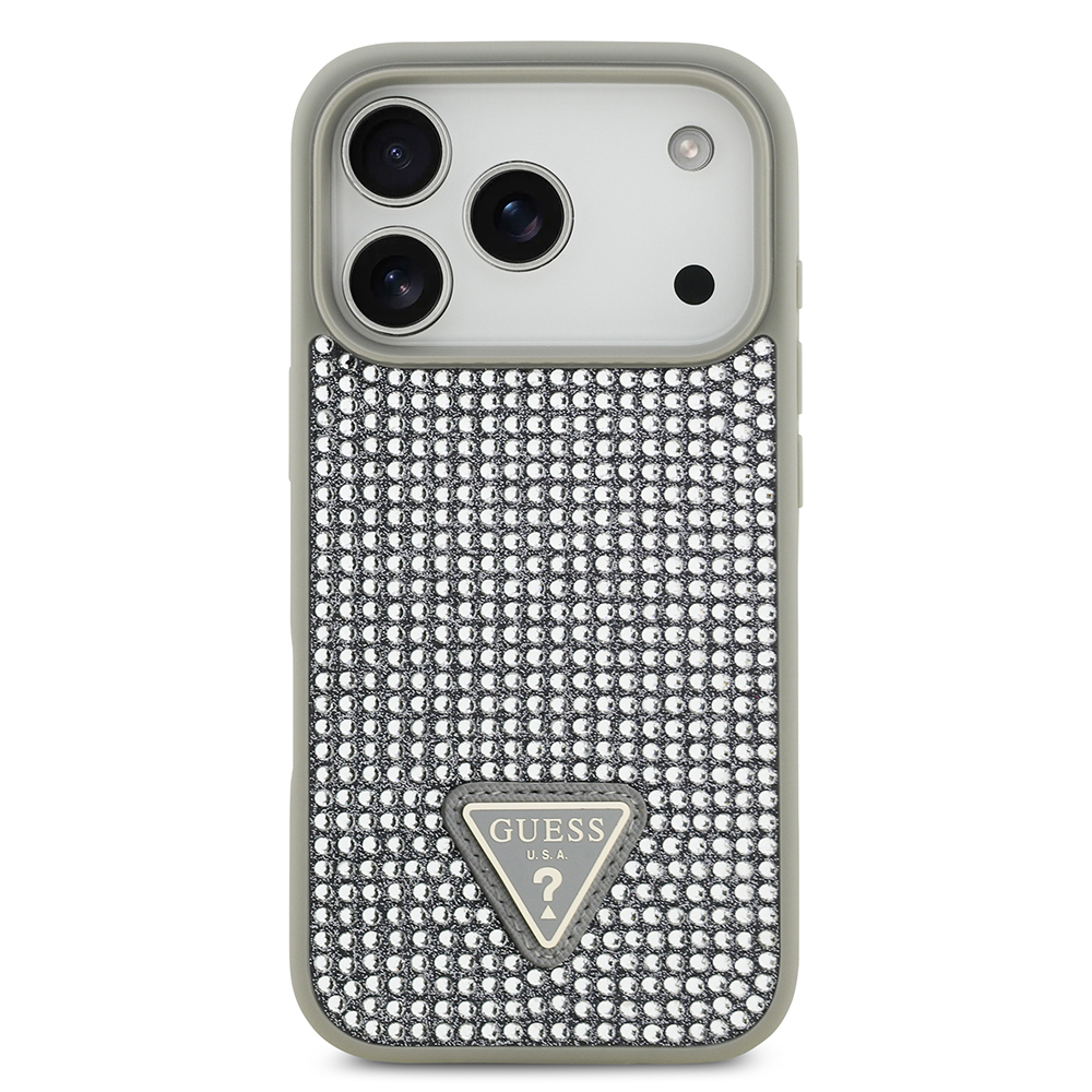 Apple iPhone 17 Pro Case Guess Original Licensed Stone Back Triangle Logo Cover - 28