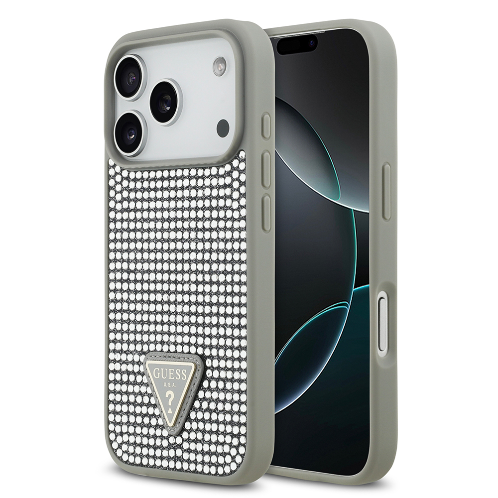 Apple iPhone 17 Pro Case Guess Original Licensed Stone Back Triangle Logo Cover - 5