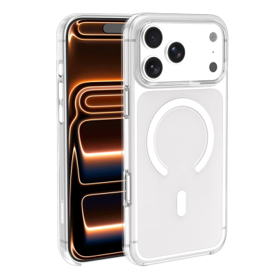 Apple iPhone 17 Pro Case IC Chip Zore Wireless Charging Transparent Original Cover Şeffaf