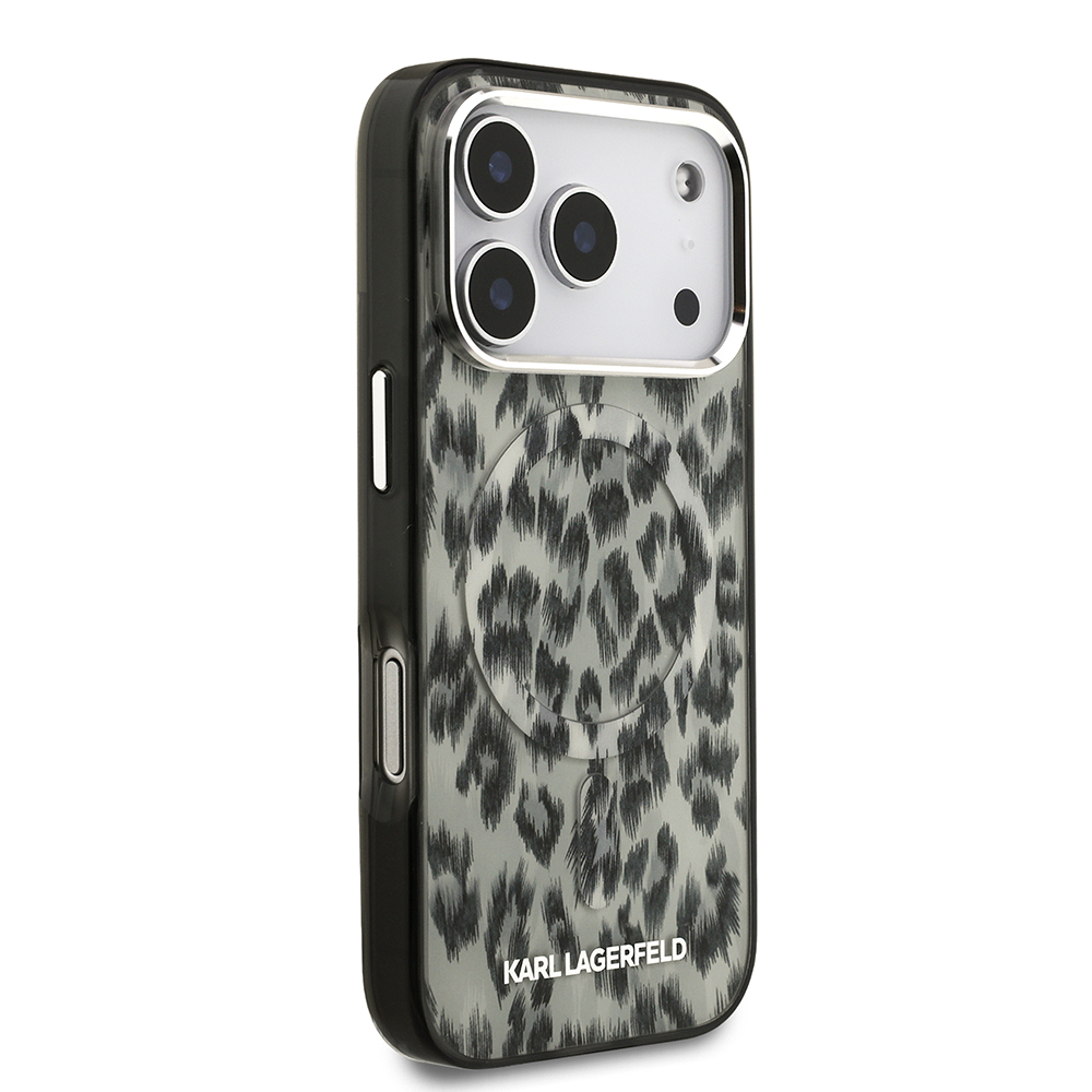 Apple iPhone 17 Pro Case Karl Lagerfeld Original Licensed M-Safe Charging Feature IML Leopard Print Cover - 6