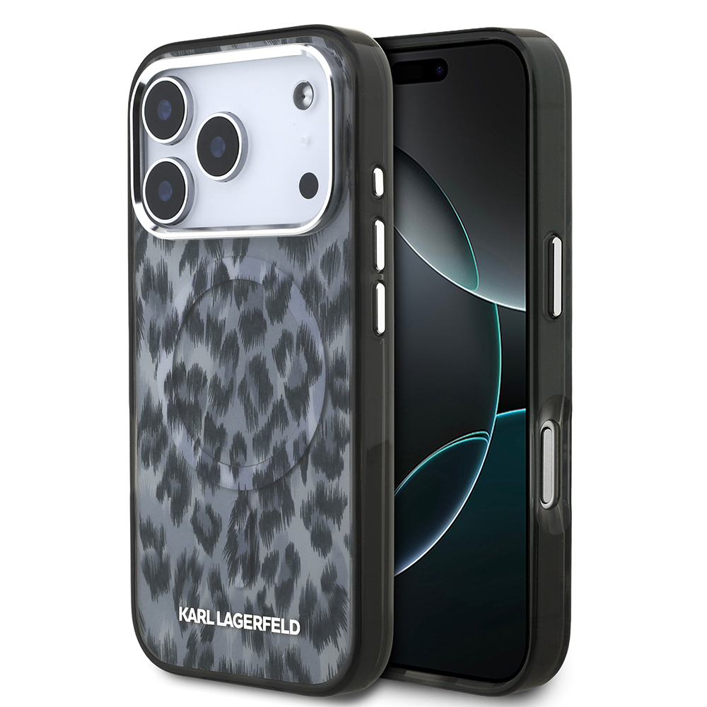 Apple iPhone 17 Pro Case Karl Lagerfeld Original Licensed M-Safe Charging Feature IML Leopard Print Cover - 3