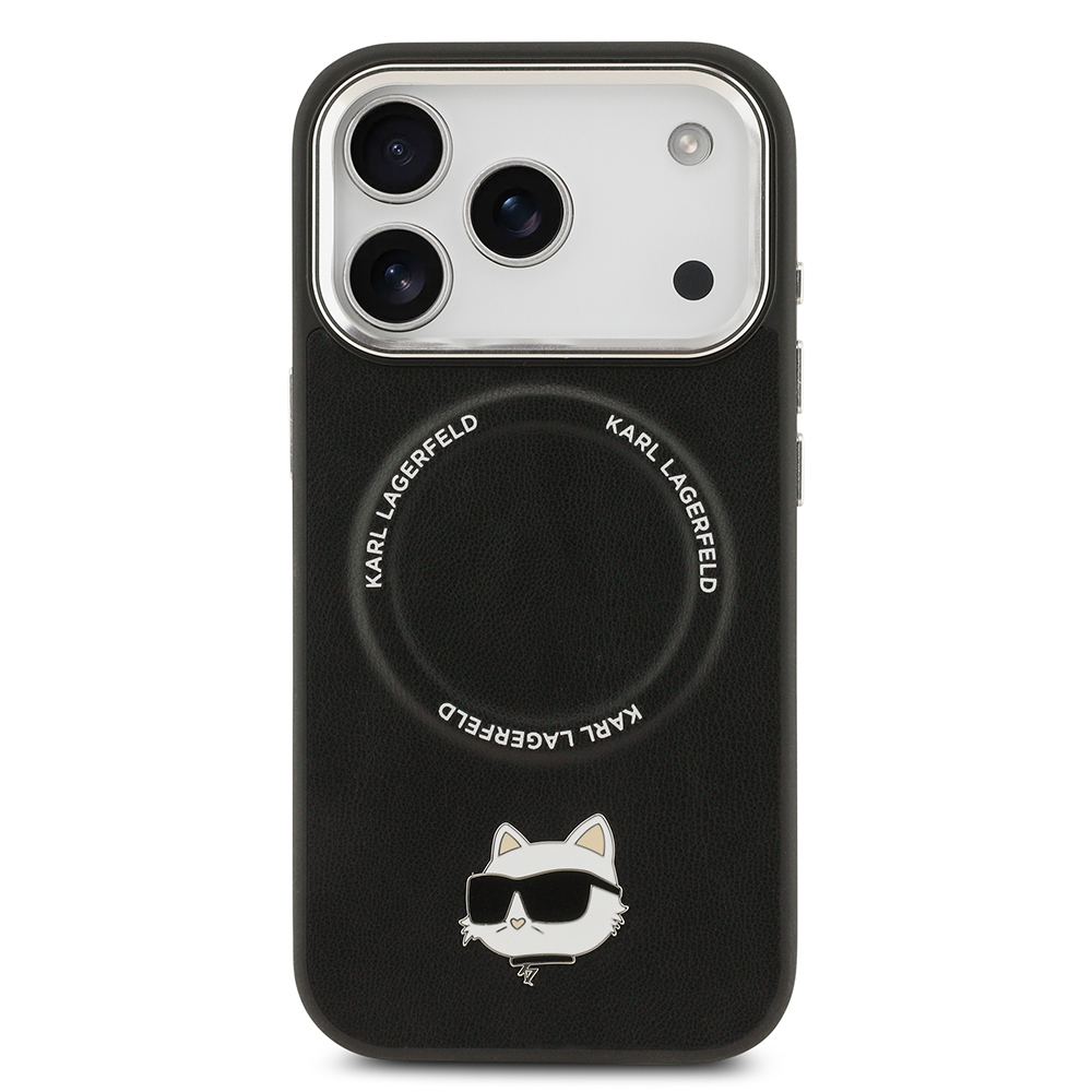 Apple iPhone 17 Pro Case Karl Lagerfeld Original Licensed M-Safe Charging Feature Metal Camera and Button Design Choupette PU Leather Cover - 4