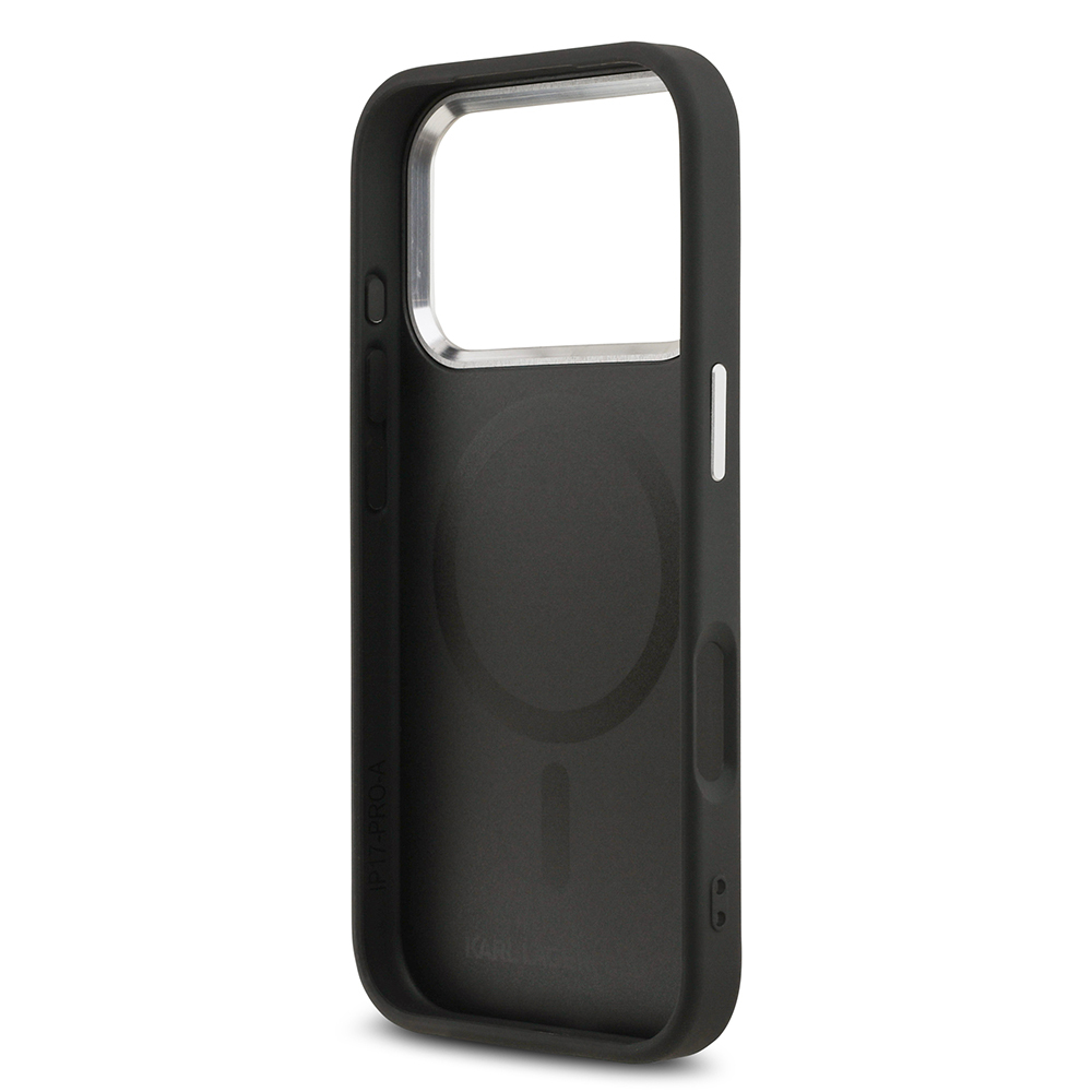 Apple iPhone 17 Pro Case Karl Lagerfeld Original Licensed M-Safe Charging Feature Metal Camera and Button Design K&C PU Leather Cover - 16