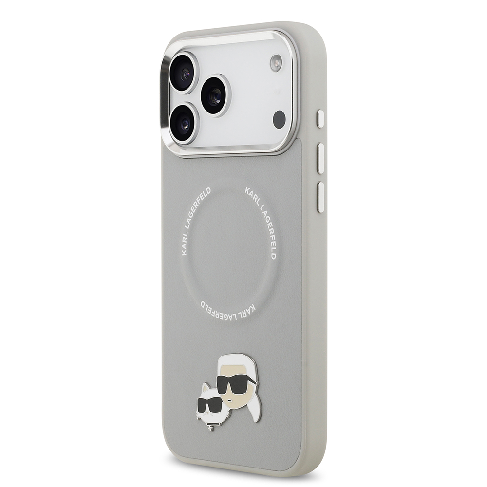 Apple iPhone 17 Pro Case Karl Lagerfeld Original Licensed M-Safe Charging Feature Metal Camera and Button Design K&C PU Leather Cover - 17