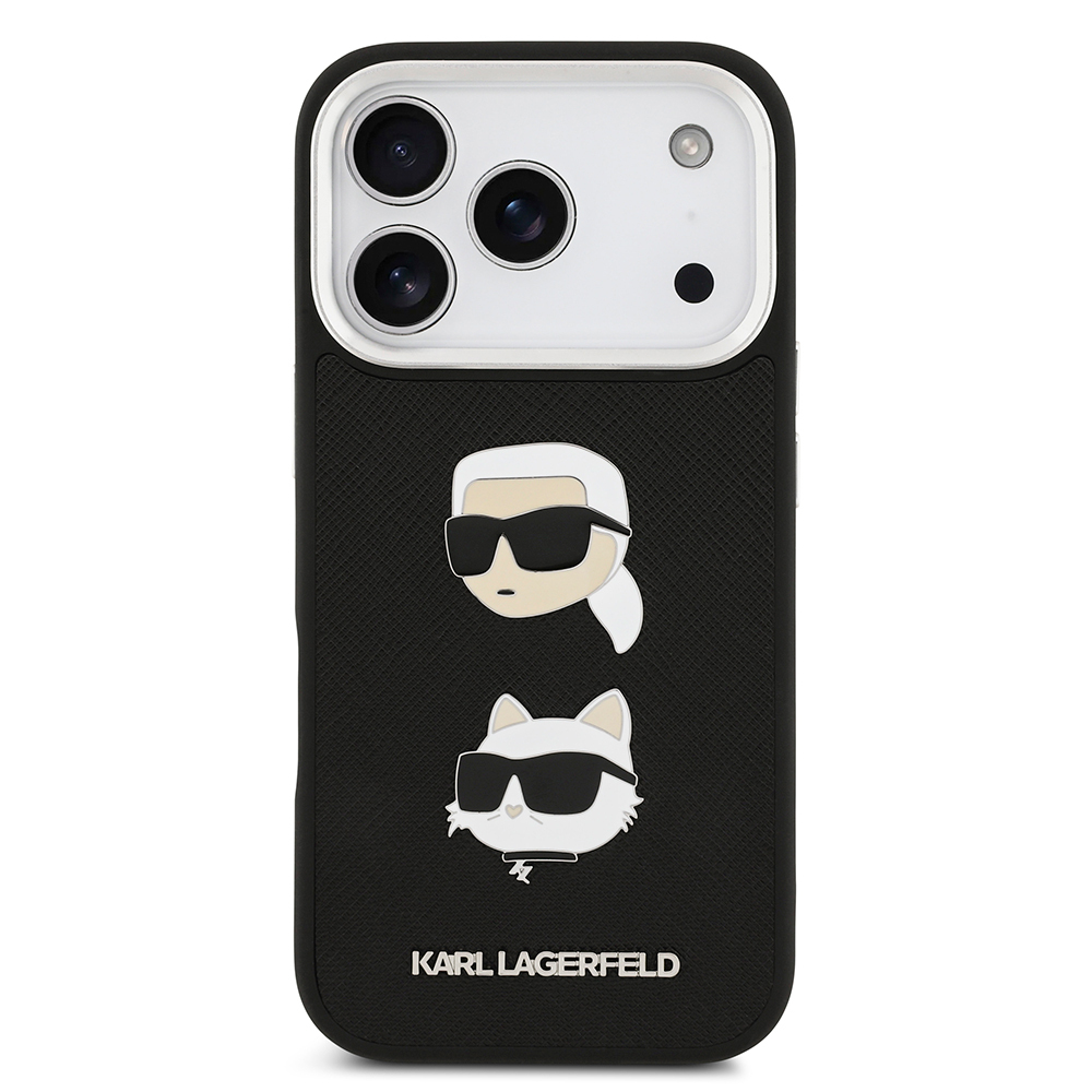 Apple iPhone 17 Pro Case Karl Lagerfeld Original Licensed Metal Logo K&C Heads Pin Cover - 11