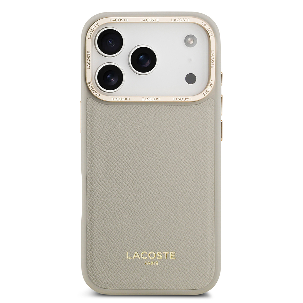 Apple iPhone 17 Pro Case Lacoste Original Licensed M-safe Charging Feature Champs Elysees PU Leather Design Cover - 5
