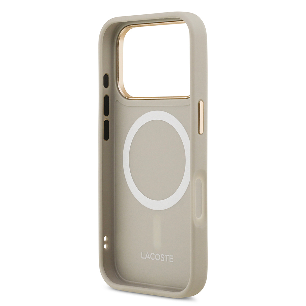 Apple iPhone 17 Pro Case Lacoste Original Licensed M-safe Charging Feature Champs Elysees PU Leather Design Cover - 9