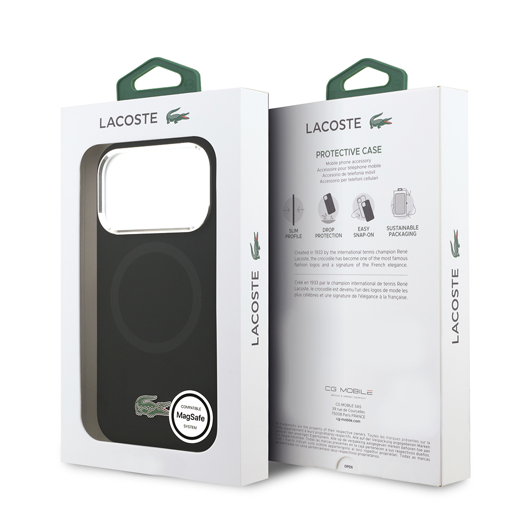Apple iPhone 17 Pro Case Lacoste Original Licensed M-Safe Charging Feature Iconic Logo Metal Camera Frame Silicone Cover - 33