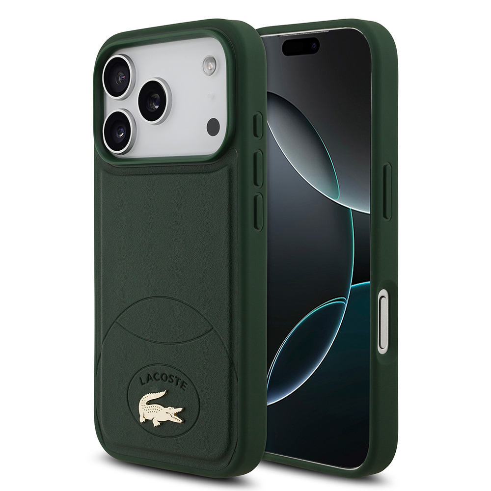 Apple iPhone 17 Pro Case Lacoste Original Licensed M-Safe Charging Feature PU Leather Design Metal Logo Cover - 3