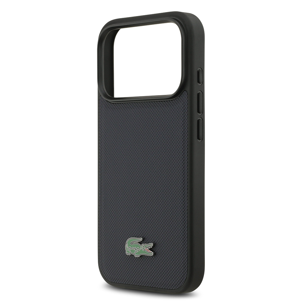 Apple iPhone 17 Pro Case Lacoste Original Licensed M-Safe Charging Feature PU Pique Pattern Metal Logo Card Holder Cover - 18