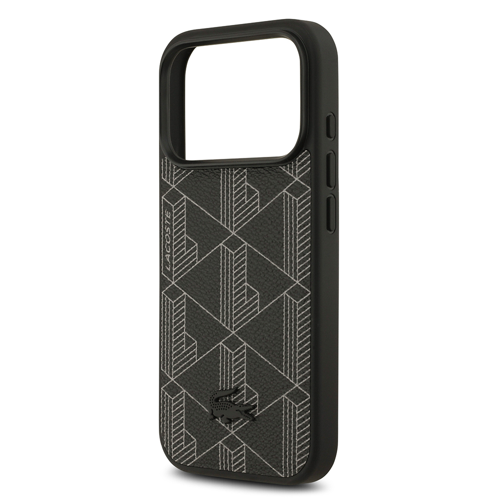 Apple iPhone 17 Pro Case Lacoste Original Licensed M-Safe Charging Function PU Leather Design Card Holder Mixed Monogram Pattern Cover - 7