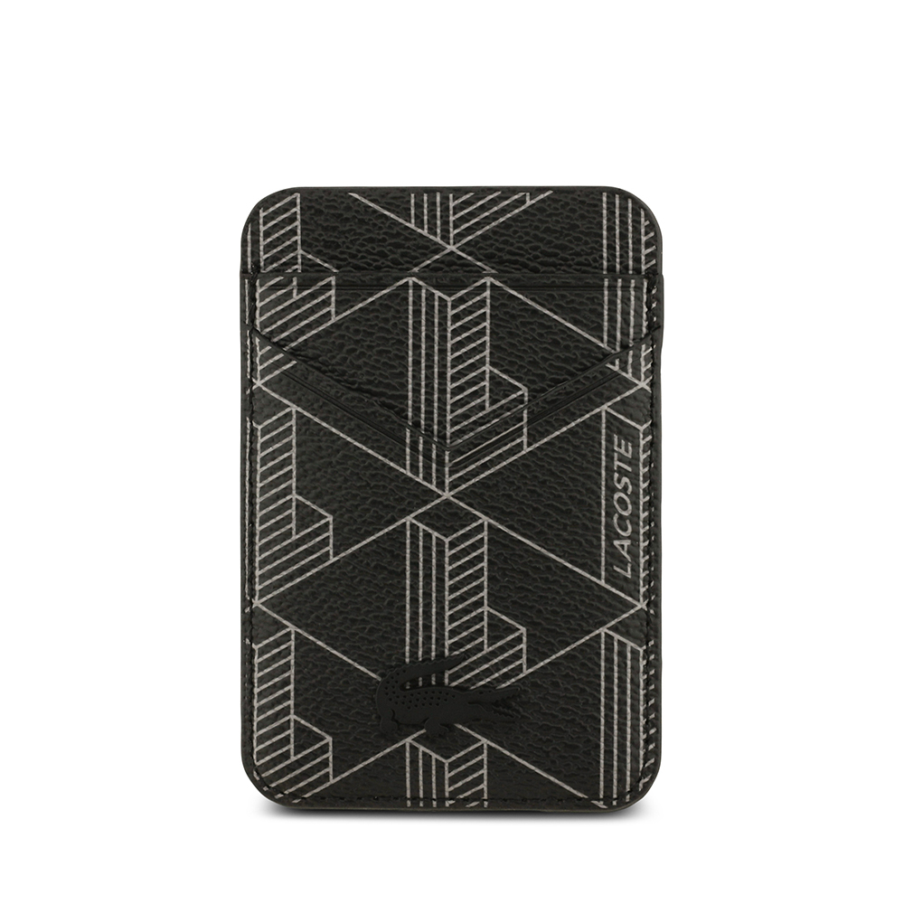 Apple iPhone 17 Pro Case Lacoste Original Licensed M-Safe Charging Function PU Leather Design Card Holder Mixed Monogram Pattern Cover - 11