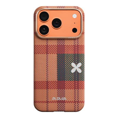 Apple iPhone 17 Pro Case M-safe Charging Enabled Aramid Fiber Pitaka Flora in Grid Series Cover Brown