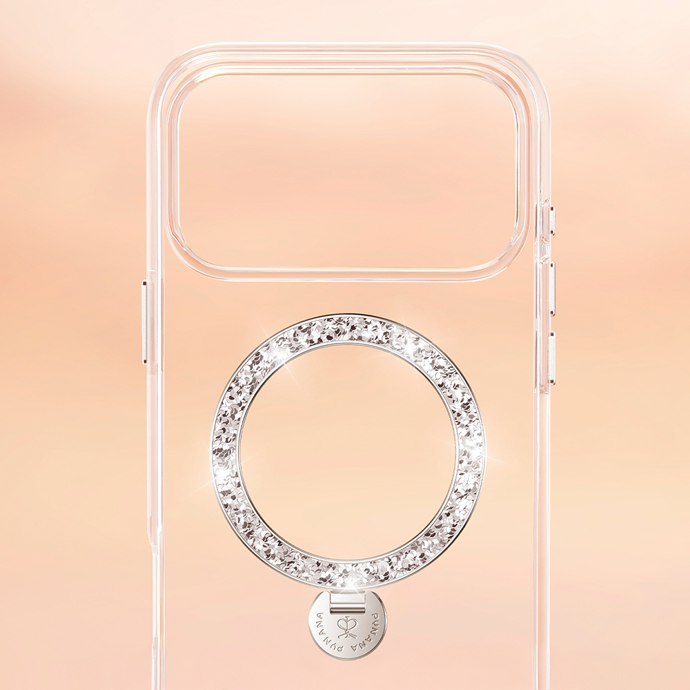 Apple iPhone 17 Pro Case M-safe Charging Enabled Glitter Stand Pynana Dancing Circle Trendy Series Cover - 11