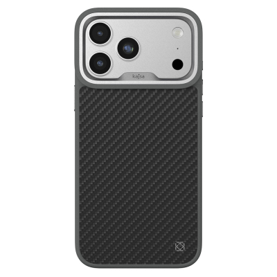 Apple iPhone 17 Pro Case M-safe Charging Enabled O-Ring Kajsa Carbon Fiber Series Cover Grey