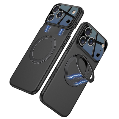 Apple iPhone 17 Pro Case M-safe Charging Feature 360 Degree Stand Double-Piece Zore Torino Cover Black