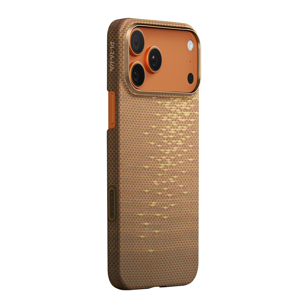 Apple iPhone 17 Pro Case M-safe Charging Feature Aramid Fiber Pitaka Glints of Gold Ultra Slim Series Cover - 5
