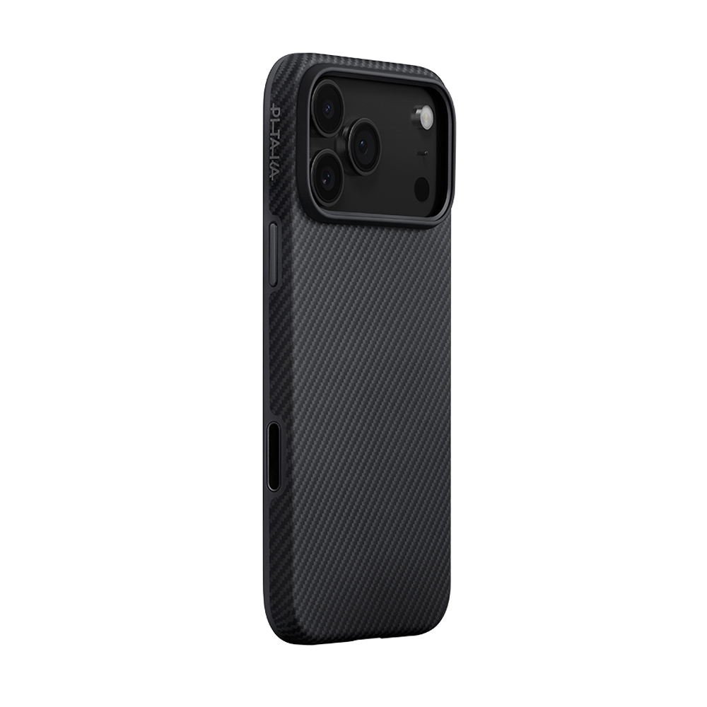 Apple iPhone 17 Pro Case M-safe Charging Feature Aramid Fiber Pitaka Military-Grade Classic Series Black-Grey Twill Cover - 3