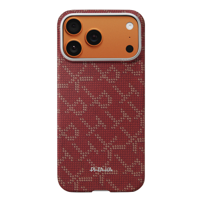 Apple iPhone 17 Pro Case M-safe Charging Feature Aramid Fiber Pitaka Tactile Woven Monogram Series Cover Red