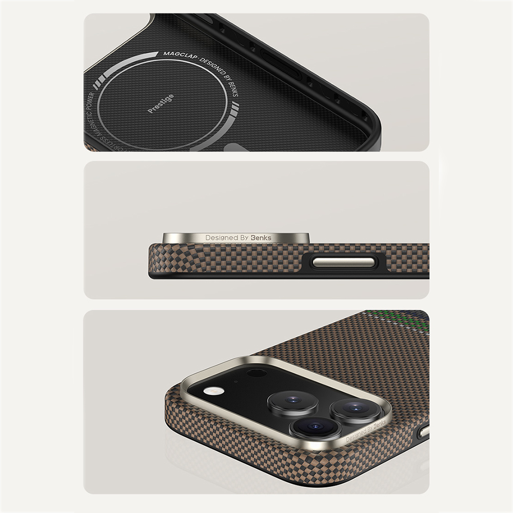 Apple iPhone 17 Pro Case M-safe Charging Feature Carbon Fiber Design Benks Prestige ArmorPro Kevlar Cover - 10
