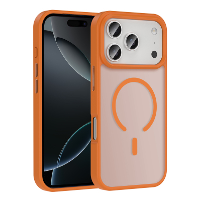 Apple iPhone 17 Pro Case M-safe Charging Feature Matte Back Surface Zore Sio Cover Orange